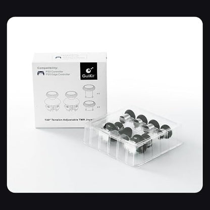 AKNES GuliKit TMR Electromagnetic Joysticks for Switch Pro Controller, 720° Adjustable Tension Stick Replacement, with 3 Pairs Height Thumbstick Caps, Soldering Required