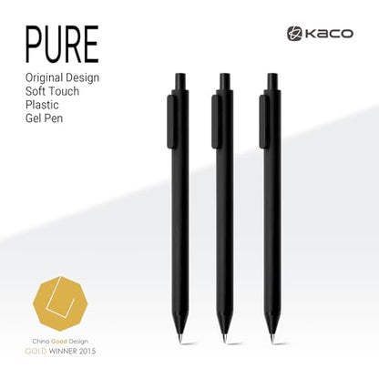 Kaco PURE Gel Pens Black Ink 0.7mm Medium Point 10 Pieces Set Quick Drying - color: 0.7mm 10 PCS Black