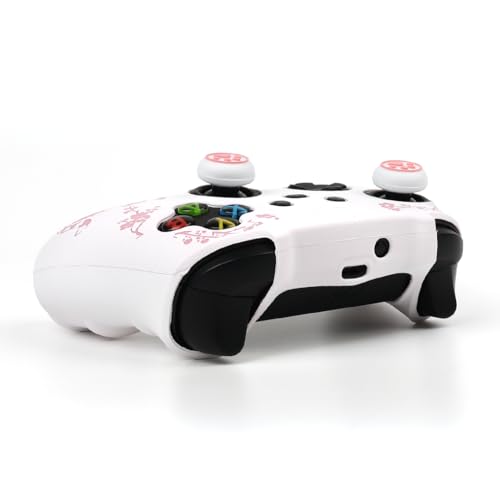 Cat Among Blossoming Branches Skin Compatible with Xbox Series X Wireless Controller, RALAN Protector Case， Customised Thumb Grips Cap - color: Cat White Pink