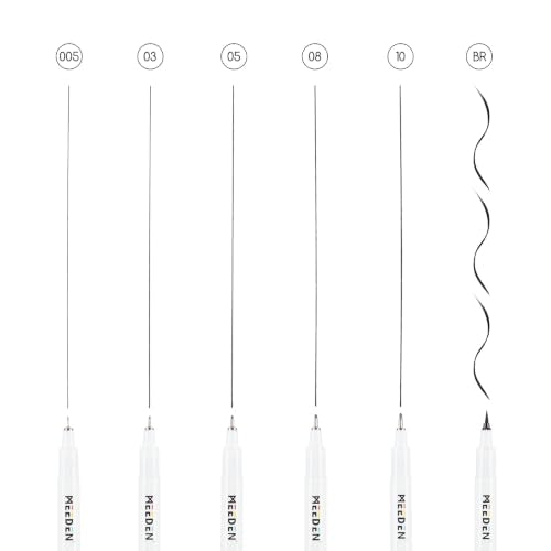 MEEDEN Micro Fineliner Drawing Pens: 6 Sizes, 0.05-3mm, Black Archival Ink - style: Multi-size (6 PCS)