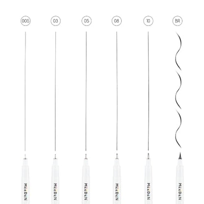 MEEDEN Micro Fineliner Drawing Pens: 6 Sizes, 0.05-3mm, Black Archival Ink - style: Multi-size (6 PCS)