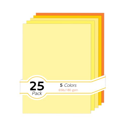 25 Pack Goefun Yellow Card Stock Paper 8.5 x 11 - color: Yellow