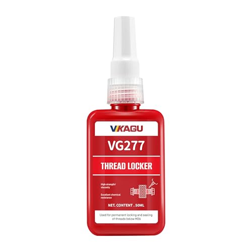 277 Red High Strength Threadlocker - Permanent Non-Removable - Fills Gaps for Worn Threads Adhesive - High Viscosity - Anaerobic Secures Nuts, Bolts, Metal and Plastic Fasteners - 1.69Oz/50ml - style: $8.99/50ML