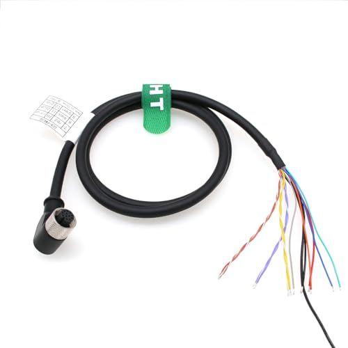 24V Power IO Trigger Cable M12 A-Coded 12 Pin Female Right Angle to Flying Lead for Cognex in-Sight 7000 9000 Omron Baumer Sensor Camera Reader Automation 2m - color: Right-angle, size: 2 m