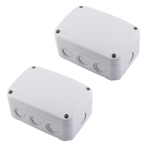 GREENCYCLE 2PK Waterproof Junction Box, IP66 Weatherproof Electrical Project Box, 125 x 86 x 62mm, Universal PVC/ABS Plastic Enclosure Box, White, for Outdoor Wiring, Power Supplies, CCTV - color: White, size: 4.9x3.3x2.3"(2PK)