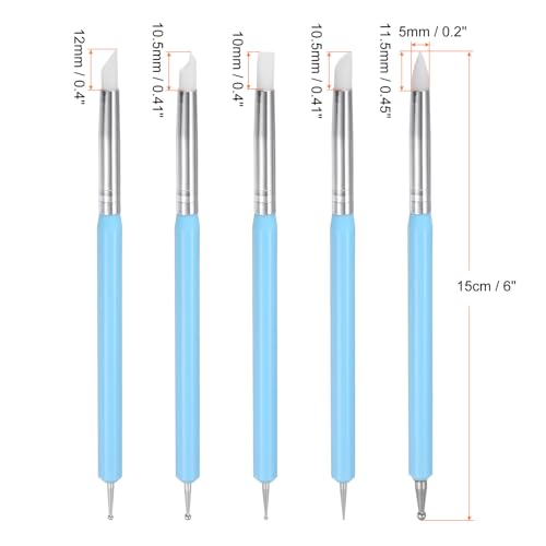 HARFINGTON 5 Pcs Silicone Clay Sculpting Tool Rubber Tip Light Blue - color: Light Blue