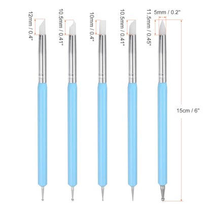 HARFINGTON 5 Pcs Silicone Clay Sculpting Tool Rubber Tip Light Blue - color: Light Blue
