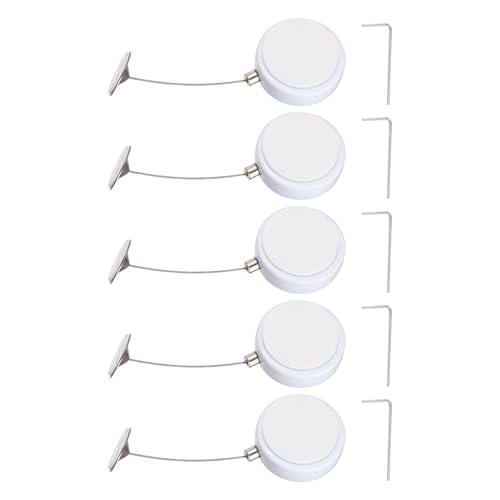 PATIKIL Retractable Remote Control Cable Tether (4.9ft / 1.5M, White)(5 Set) Round Remote Control Security Lanyard Lock Adjustable Locking Leash with Round Iron Cap, Suit for - TVs/Tablets - color: White, size: 4.9ft