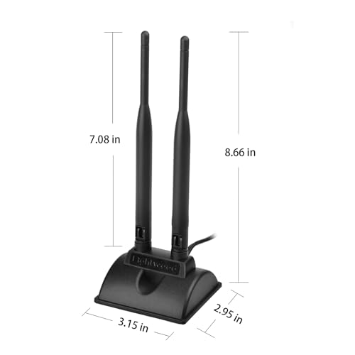 Eightwood Dual Band RP-SMA WiFi Antenna with 2-Pack SMA Male Adapter