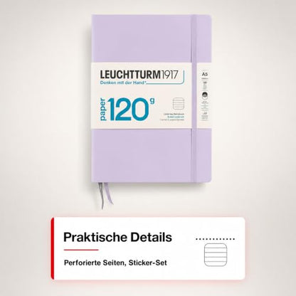 LEUCHTTURM1917 - 120G Special Edition - Medium A5 Ruled Hardcover Notebook (Lilac) - 203 Numbered Pages with 120gsm Paper - color: Lilac, style: Ruled