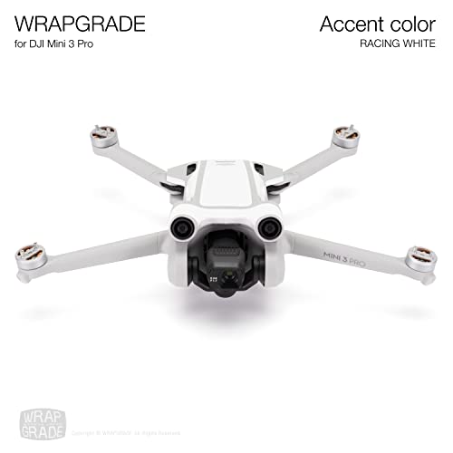 WRAPGRADE Skin Stickers Compatible with DJI Mini 3 Pro | Accent Color (Racing White) - color: Racing White