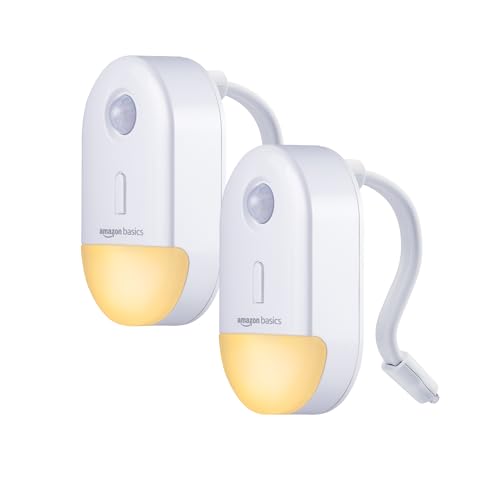 Amazon Basics Color Changing LED Toilet Bowl Motion Sensor Light, Battery Operated, Auto-off After 60 Seconds, 15 ft Detection Range, 2 Pack, White - style: Night Light