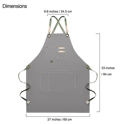 Dulabi Apron, Adjustable Chef Apron for Women and Men with Large Pockets, Cooking Kitchen Apron with Back Straps - color: Grey
