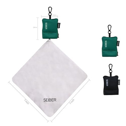 SEIBER Microfiber Eyeglass Cleaning Cloth for Glasses with Pouch, 2P, BKGRN - color: Black and Dark Green