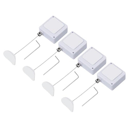 PATIKIL 3.3 Ft Retractable Remote Control Tether, 4 Pcs Square Security Cable Lanyard Lock Pause Style with Adjustable Clasp Adhesive for TV Remote Controller, White(Curved Rubber Cap) - color: White