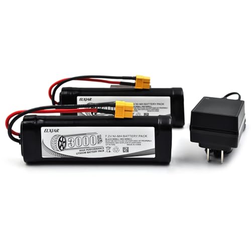 (2-Pack) 7.2V 3000mAh Ni-MH Battery with XT60 Plug for RC Cars & Trucks - color: 7.2V 3000mAh XT60-Plug