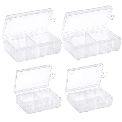 GlossyEnd Set of 4 - Two AA and Two AAA Battery Storage Box, Battery Storage Case, Battery Holder Clear - size: AA - AAA