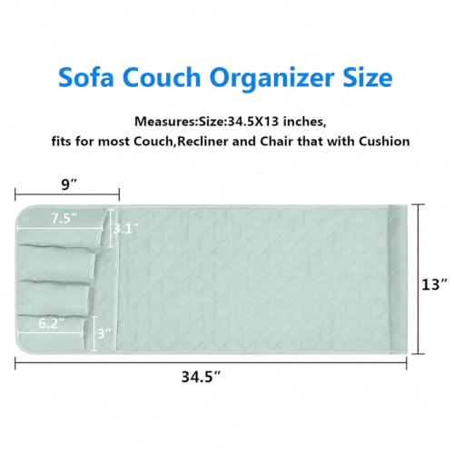 Armchair Caddy for Recliner, Non Slip Sofa Arm Organizer,Light Green - color: Light Green