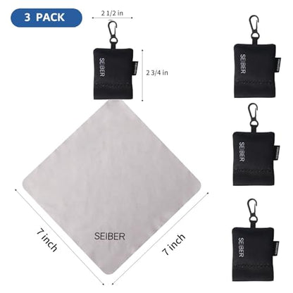SEIBER Microfiber Eyeglass Cleaning Cloth with Pouch Keychain, 3PCS, Black - color: Black 3pcs