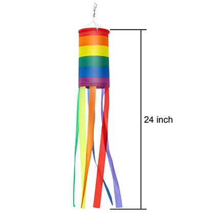 Boao 2 Pcs 24 Inch Rainbow Pride Windsocks for Outdoor Decor, Horizontal