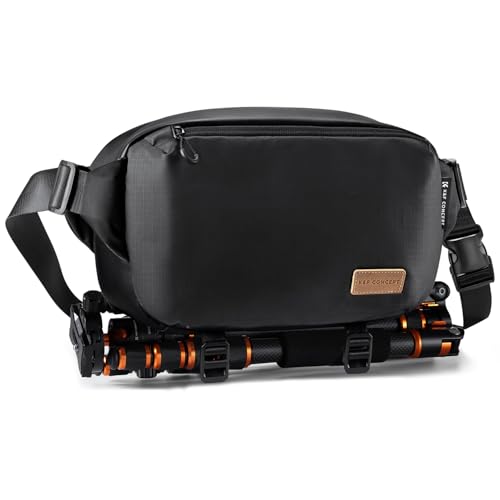 K&F CONCEPT 2 in 1 Camera Sling Bag, Everyday Shoulder Bag - color: 09 Black Medium
