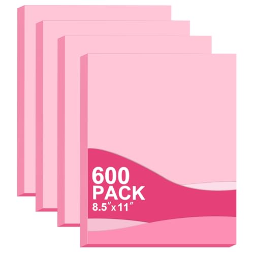 8.5x11 Inches Colored Copy Paper, 600-Sheets Pastel Pink Printer Paper - color: Pink