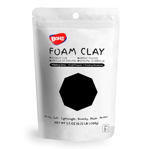 BOHS Foam Clay for Kids, Black Air Dry Modeling Clay, 3.5 oz - color: Black