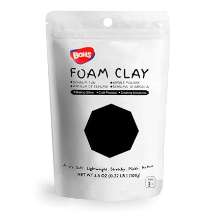 BOHS Foam Clay for Kids, Black Air Dry Modeling Clay, 3.5 oz - color: Black