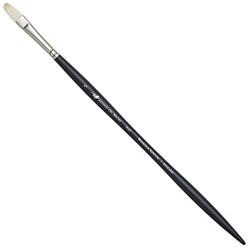 Winsor & Newton Artists' Oil Hog Paint Brush, Long Handle Size 5, Flat - size: #5, style: Flat