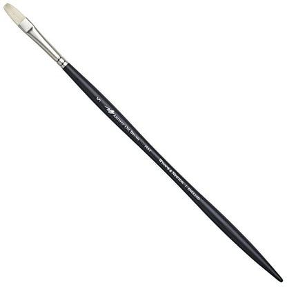 Winsor & Newton Artists' Oil Hog Paint Brush, Long Handle Size 5, Flat - size: #5, style: Flat