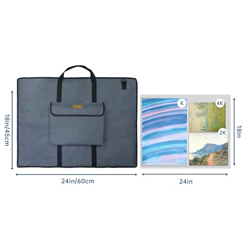 MeetYr Life Premium Art Portfolio Bag 24"x18" – Waterproof, Triple Padded, Portable with Shoulder Strap – for Artwork, Posters, Sketches & Paintings - size: 24"x18"