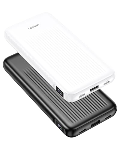 2-Pack Power Bank, 10000mAh 22.5W Fast Charging Portable Charger - color: Black & White