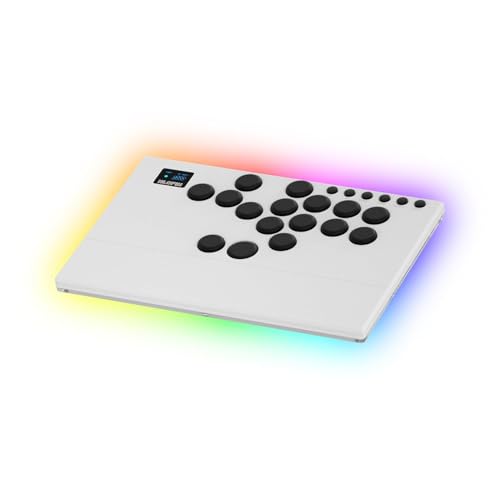 NLOFIN Leverless Arcade Stick 16Keys All-Button Leverless Controller(White) - color: White