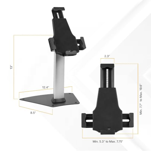 Mount-It! Secure Universal Tablet POS Kiosk Stand with Locking Clamp & Bolt-Down Base, 360° Rotation & +80°/-65° Tilt, Wall or Counter Mount for 7.9"–11" Tablets, iPad, Galaxy Tab & Surface Go - size: Counter - Wide Base
