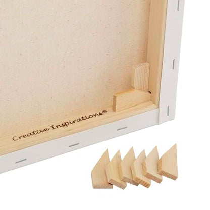 Creative Inspirations Stretched Canvas 4 Pack - 1-1/2" Deep, 6x6", 11oz Sealed & Double-Primed Cotton Canvases, Pine Stretcher Frame, Archival All-Media Primer - Alkyd, Acrylic & Oil Painting - size: 6x6"