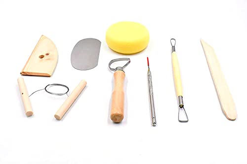 Aliotech 8PCS Wooden Pottery Clay Wax Tool Kit Carving Sculpting Modeling Tool Set
