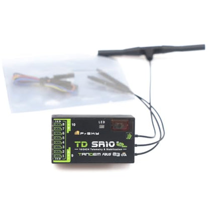FrSky TD SR10 Dual-Band Receiver Simultaneous 2.4GHz & 900MHz Advanced Stabilizer & Telemetry Triple Antenna Design 10 Configurable Ports Black Box Function Long Range & Low Latency