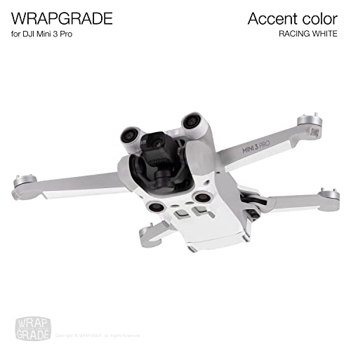 WRAPGRADE Skin Stickers Compatible with DJI Mini 3 Pro | Accent Color (Racing White) - color: Racing White