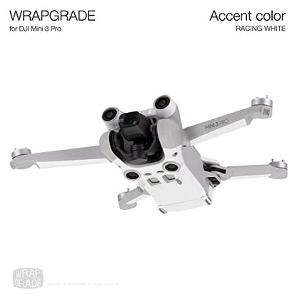 WRAPGRADE Skin Stickers Compatible with DJI Mini 3 Pro | Accent Color (Racing White) - color: Racing White