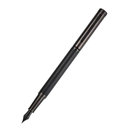 Matte Black Forest Fountain Pen Extra Fine Nib Classic Design with Converter and Metal Pen Box Set by Asvine - color: Black, style: Extra Fine Point
