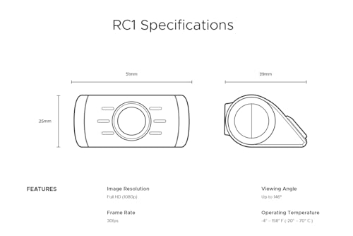 DroneMobile RC1 Rear-Facing (XC-RC1) Camera for Drone XC Dash Cam, (Works with DroneXC Required)