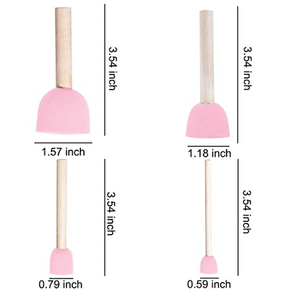 WAFJAMF 40 Pcs Round Sponges Brush Set 4 Sizes DIY Painting Tools Pink - color: Pink