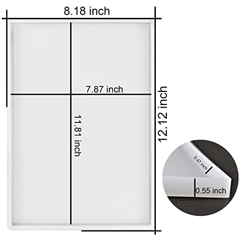 RESINWORLD Large Deep Flat Tray Mold with Handles, Rectangle Silicone Mold for Resin Casting - size: 12" x 8" x 0.5"