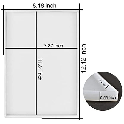 RESINWORLD Large Deep Flat Tray Mold with Handles, Rectangle Silicone Mold for Resin Casting - size: 12" x 8" x 0.5"