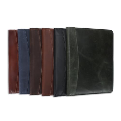 Heavy Duty Buffalo Leather Legal Pad Portfolio with Binder, Blue - color: Blue
