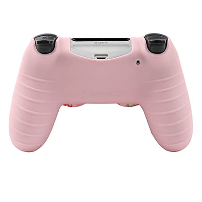RALAN Pink Controller Skins for PS4,Fruit Silicone Controller Cover Skin Protector Compatible /PS4 Slim/PS4 Pro Controller with 2 Cute Thumb Grips Caps… - color: Red