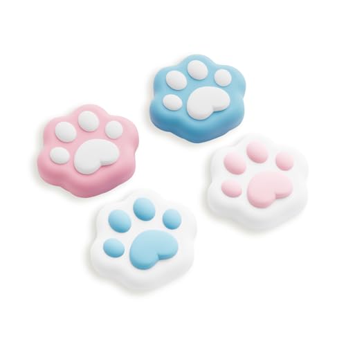 GeekShare Cat Paw Joystick Caps Compatible with Nintendo Switch 2, Anti-Slip Silicone Thumb Grip Caps for Switch 2025, Pink & Blue, 4pcs - color: Pink Blue Cat