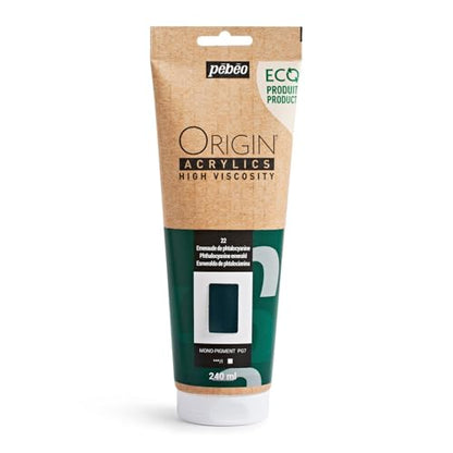 PEBEO Origin 240ml Acrylic Paint, Phthalocyanine Emerald - color: Phthalocyanine Emerald