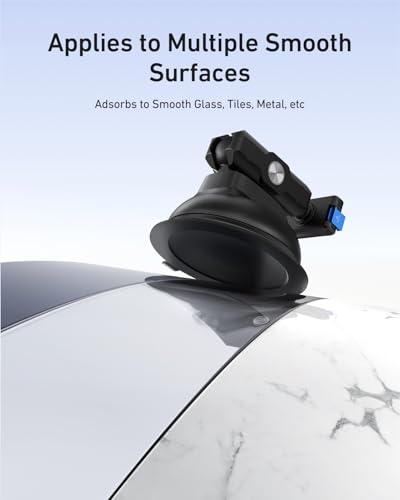 TELESIN Suction Cup Car Mount for DJI Action 6 5 pro/4/3 – Strong Magnetic Base, 360° Adjustable Dual Ball Head, Quick Release Camera Mount for Windshield, Dashboard & Smooth Surfaces