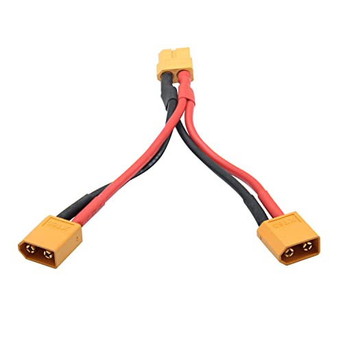 Short XT60 Parallel Battery Connector Cable 3.9", Y Splitter Adapter Plug - size: XT60 1 Female to 2 Male - 1Pcs